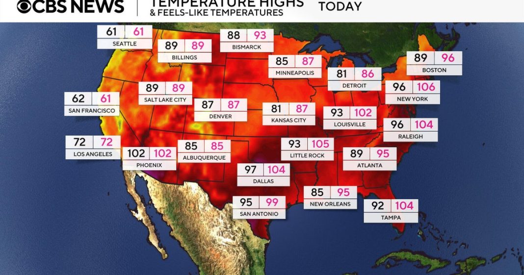 Maps show U.S. heat advisories, high temperatures as heat dome moves east